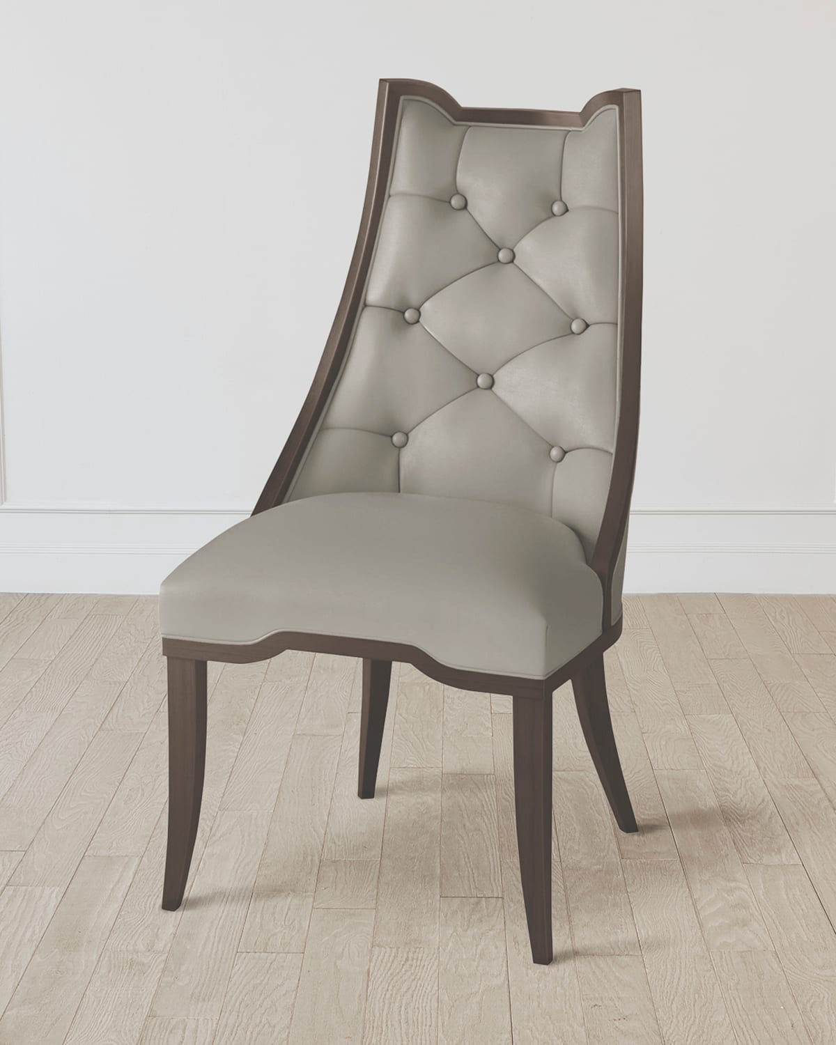 Logan Walnut/Chesterfield Gray Leather Dining Chair