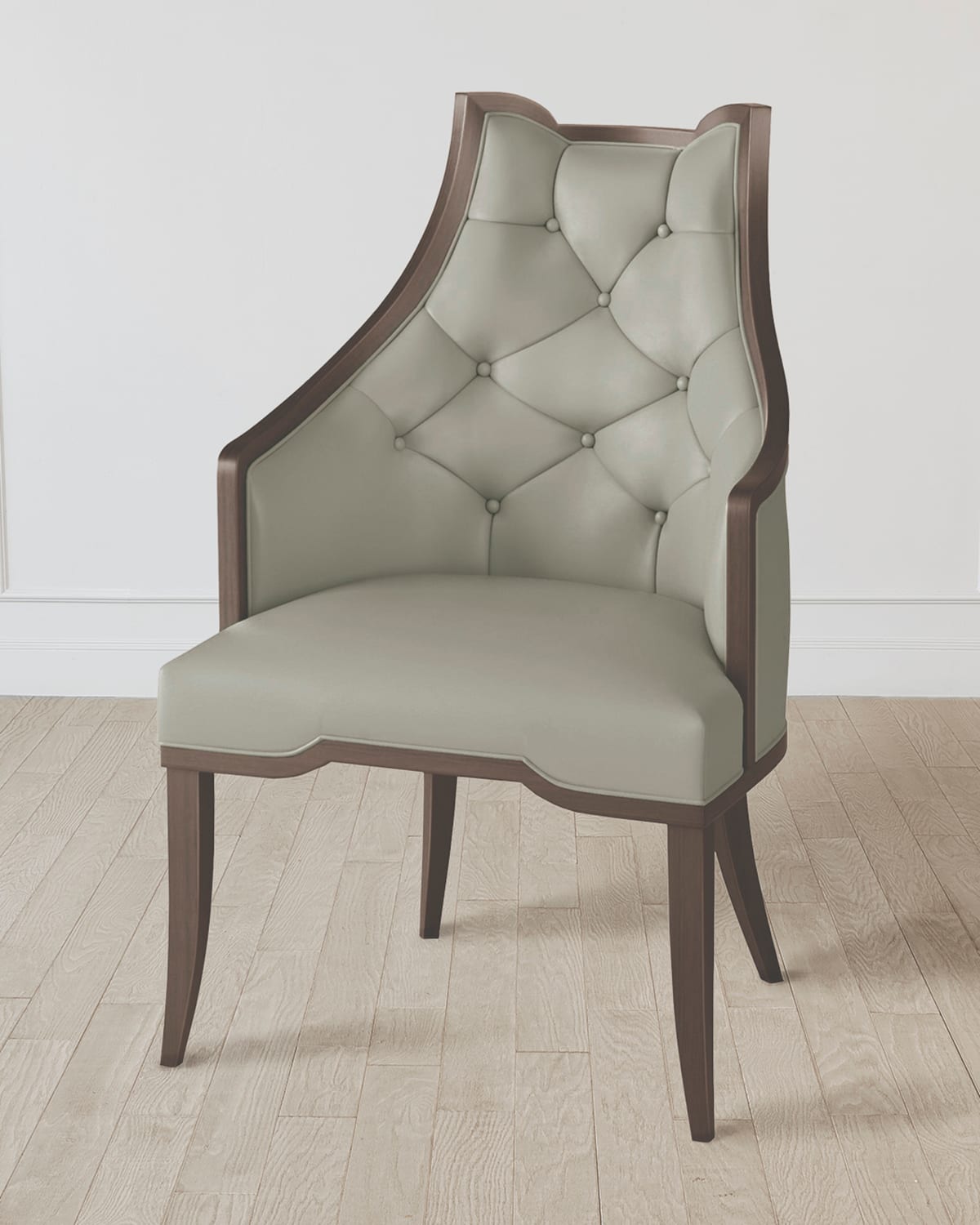 Logan Walnut/Chesterfield Gray Leather Arm Chair