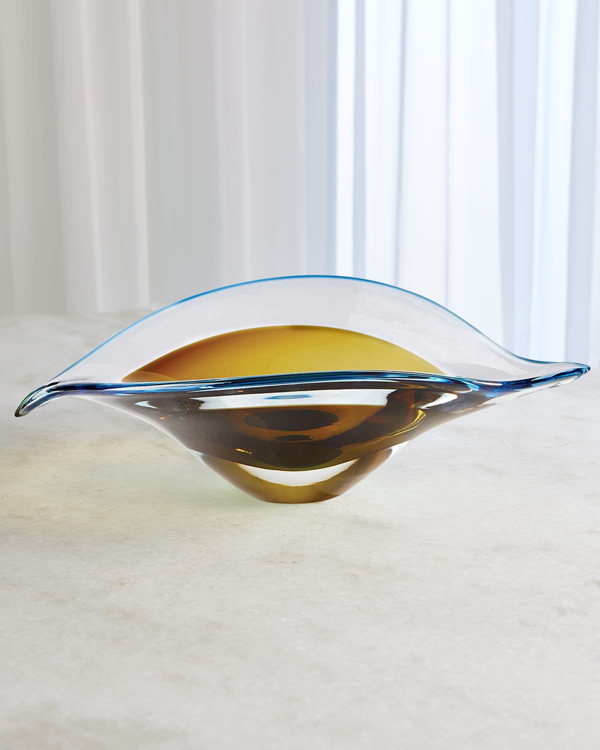 William D Scott Bent Leaf Bowl - Large In Blue/amber