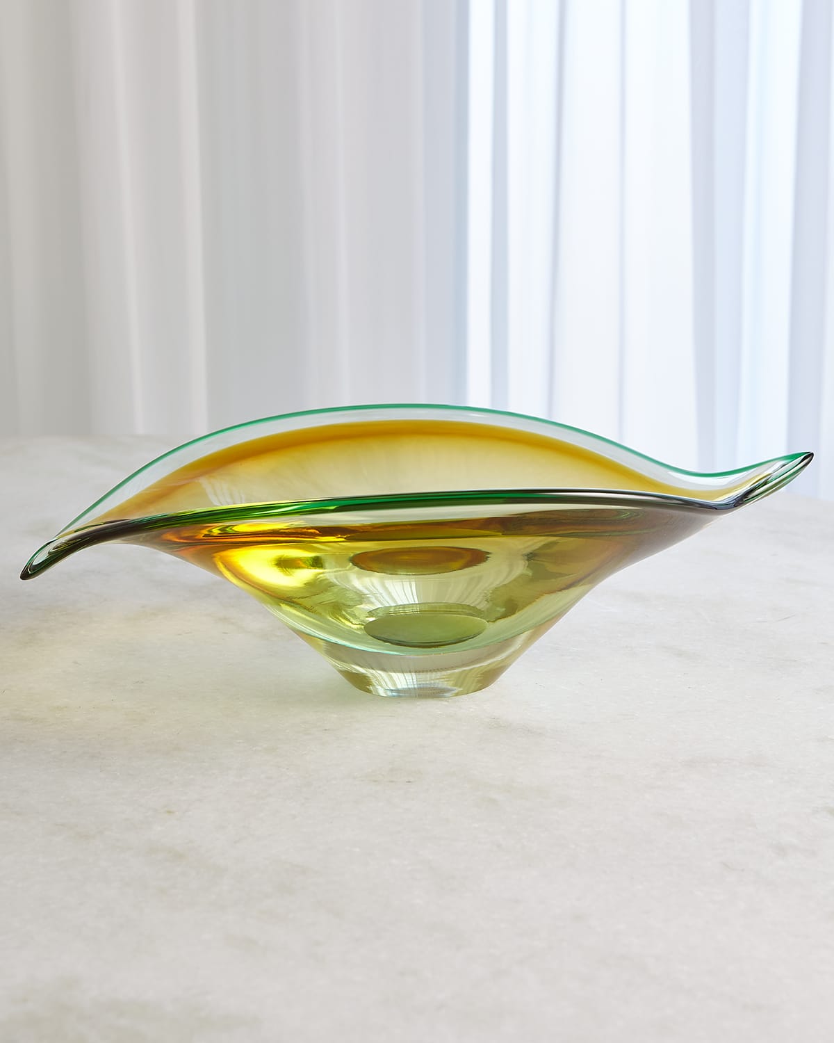 William D Scott Bent Leaf Bowl - Large In Aqua/amber