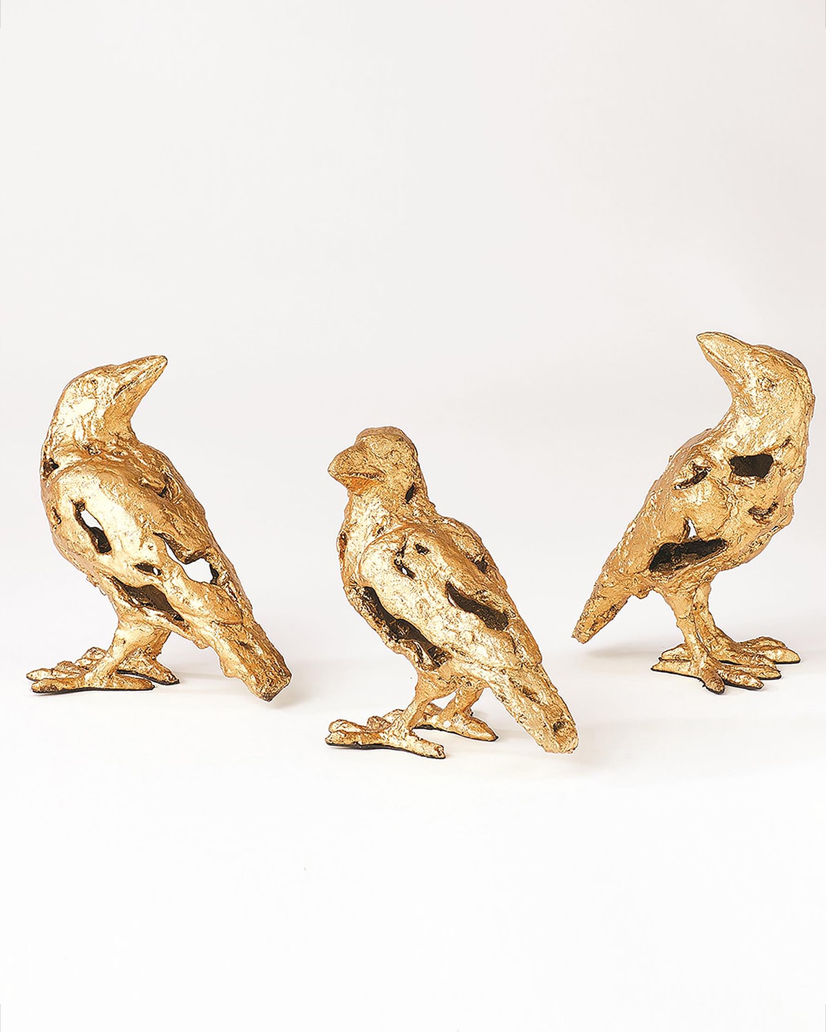 Shop William D Scott Deconstructed Birds Sculptures, Set Of 3 In Gold Leaf