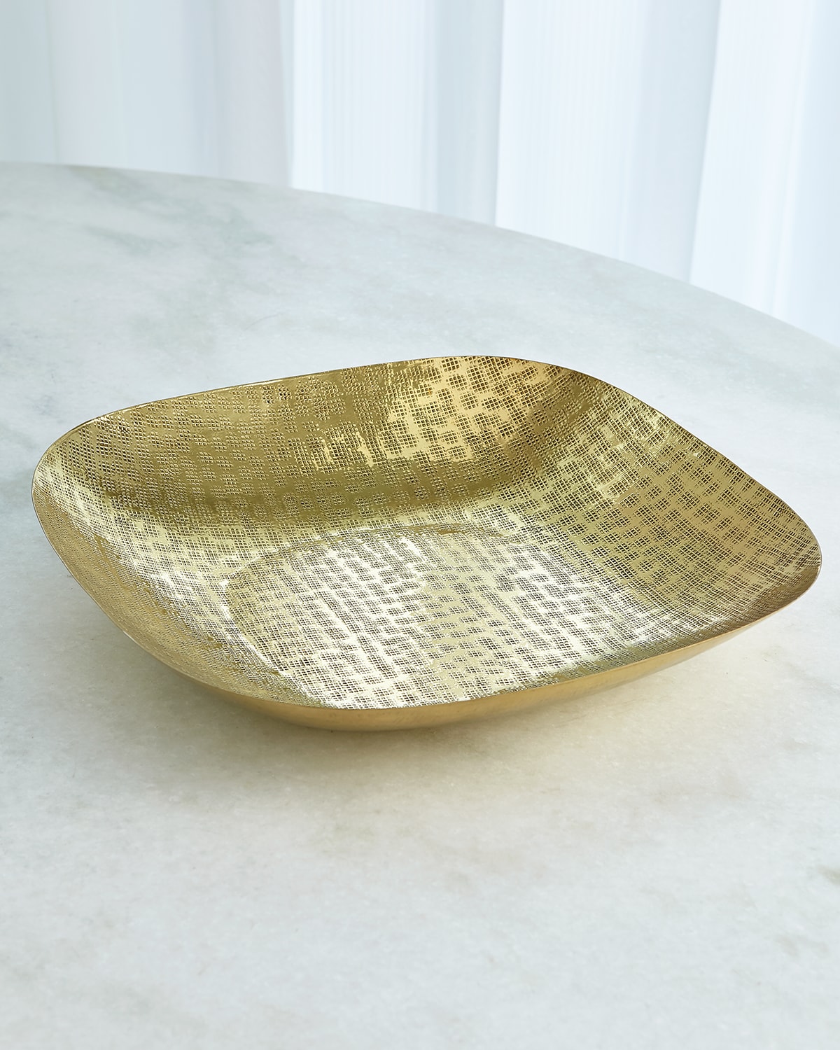 William D Scott Hammered Square Bowl In Brass