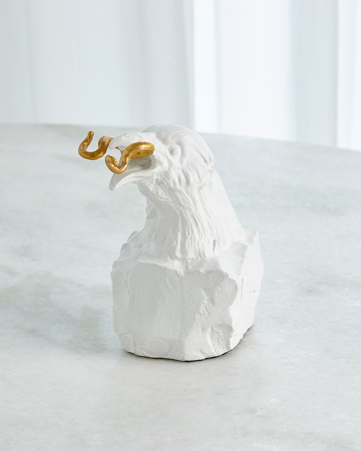William D Scott Raven With Worm Sculpture In Matte White