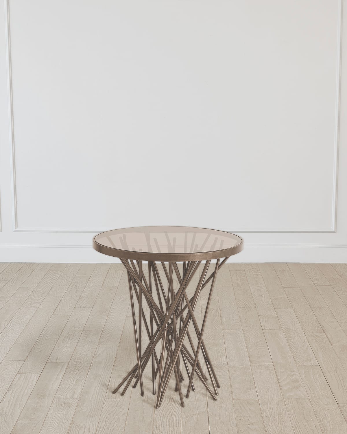 WILLIAM D SCOTT STIX SIDE TABLE WITH SMOKE GLASS TOP