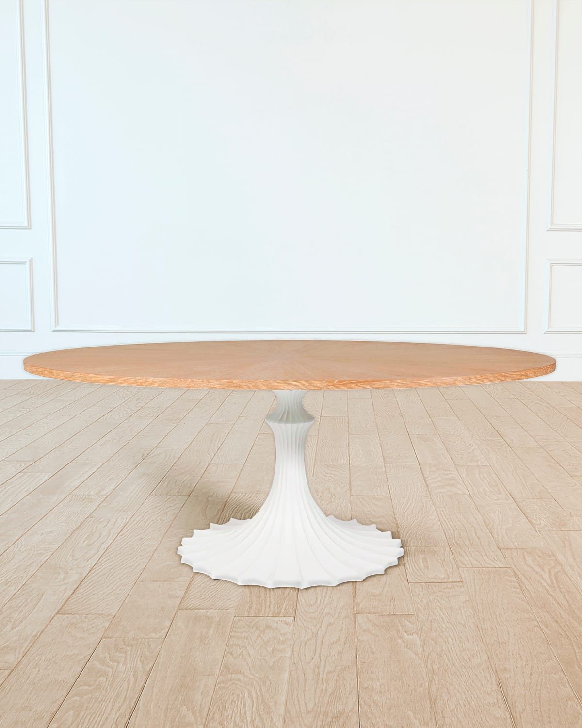 William D Scott 78" Cerused Oak Top Dining Table In White