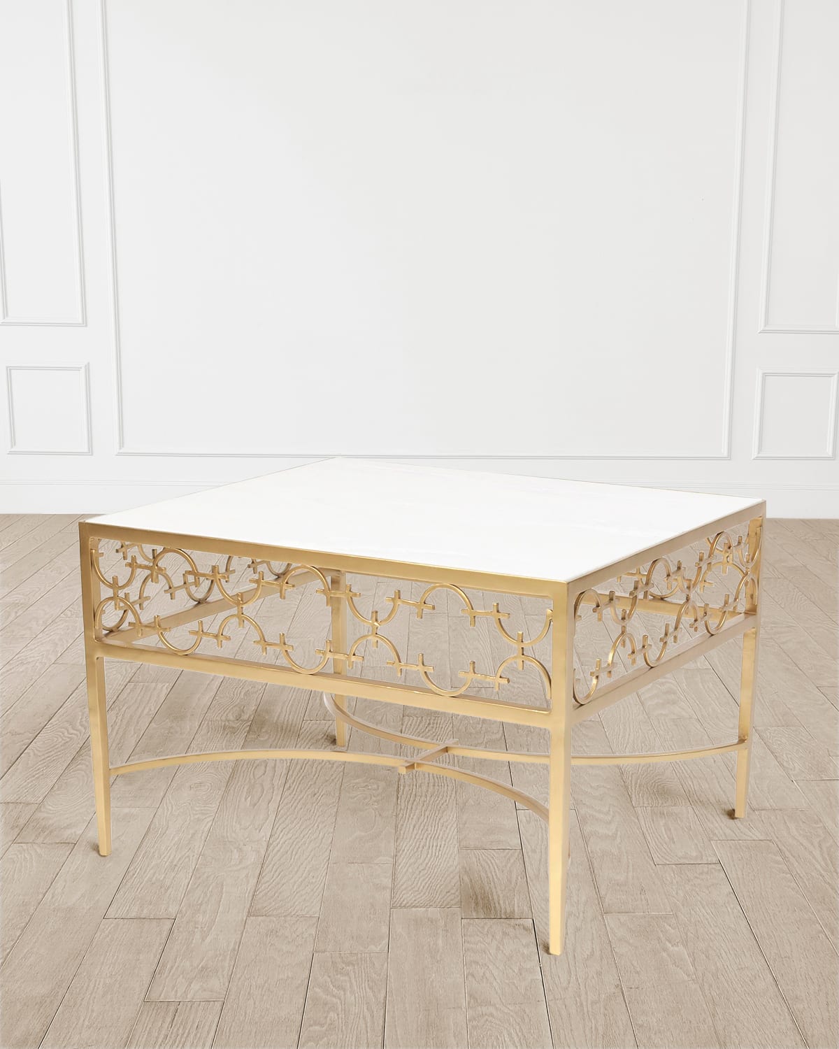WILLIAM D SCOTT C-FRET GOLD COCKTAIL TABLE
