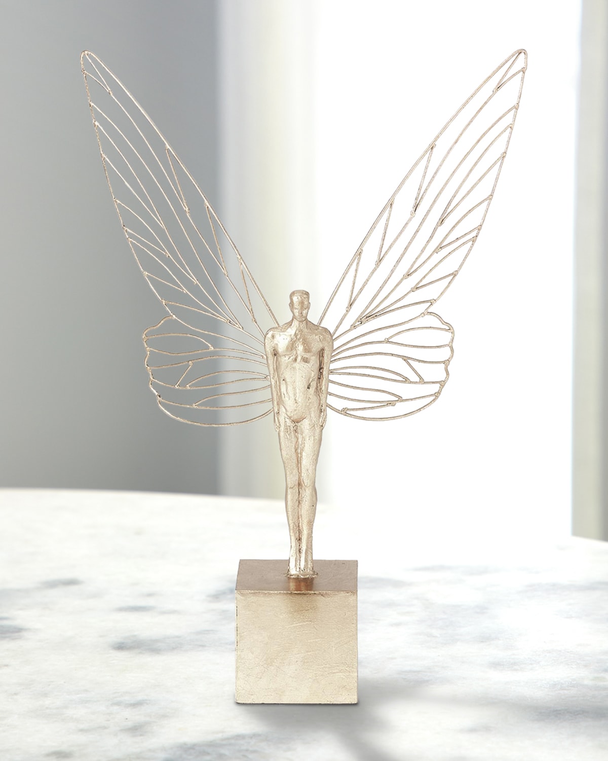 William D Scott Winged Man Sculpture In Silver