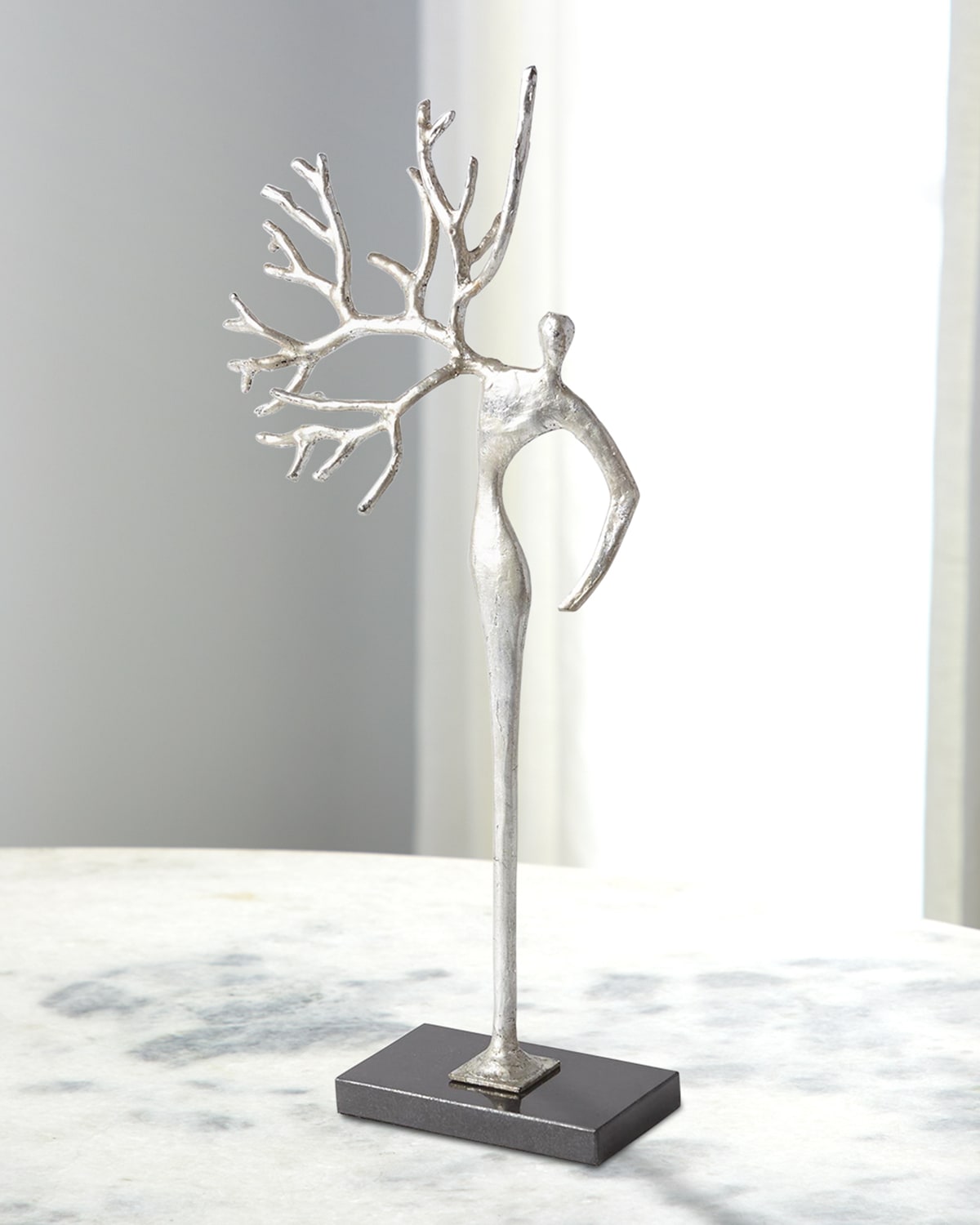 William D Scott Branch Man Sculpture In Silver Leaf