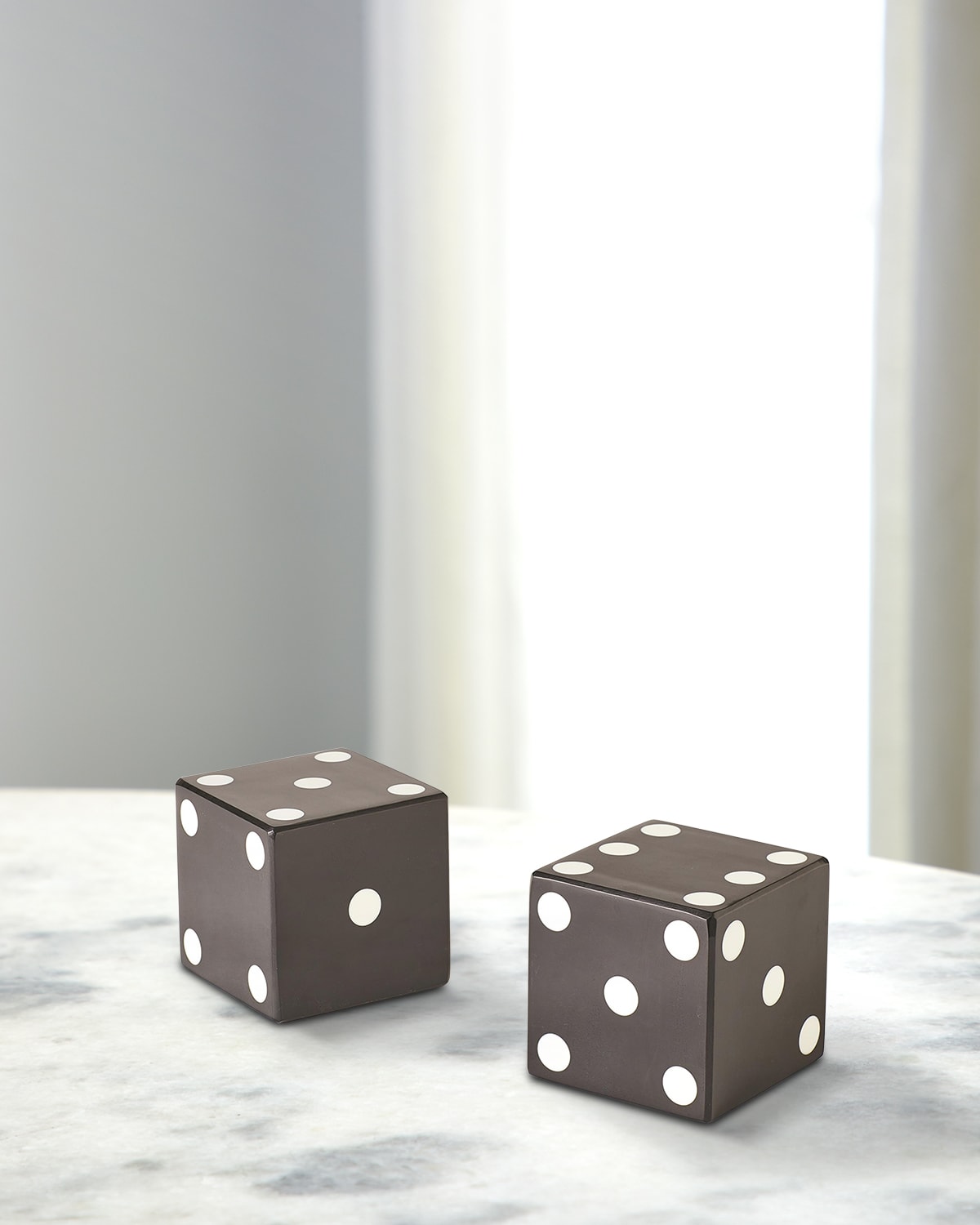 William D. Scott For Global Views Pair Of Decorative Dice - Large In Gray