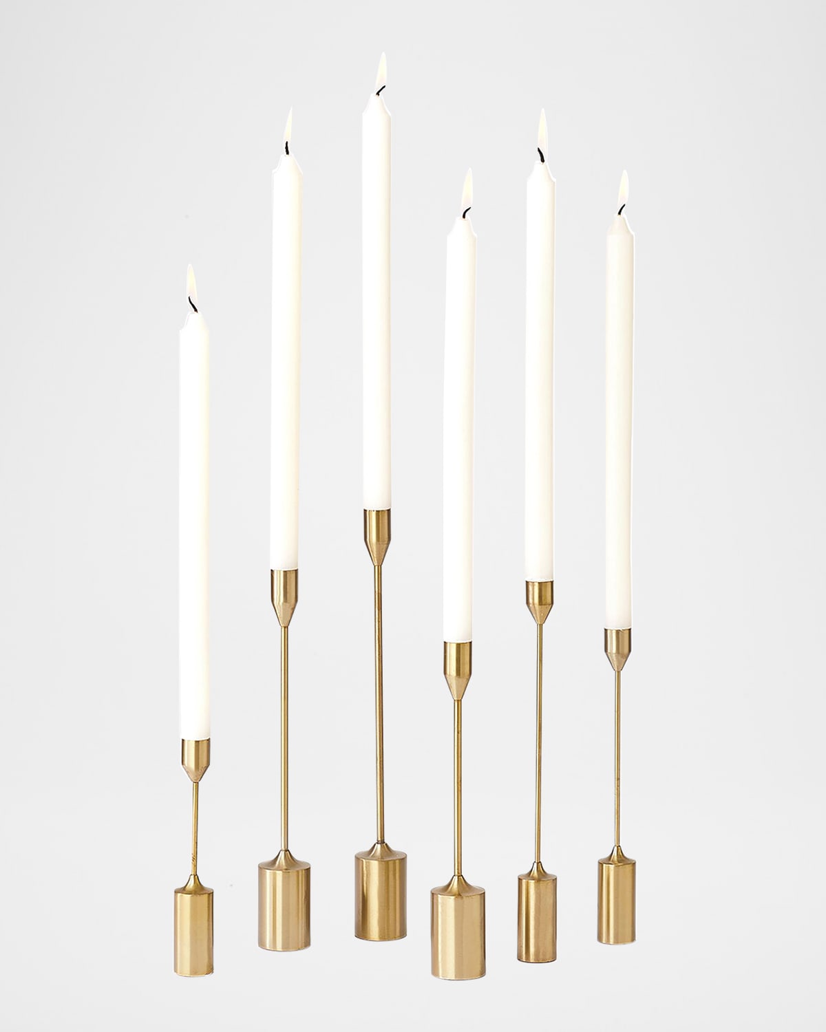 William D Scott Taper Candleholders, Set Of 6 In Brass