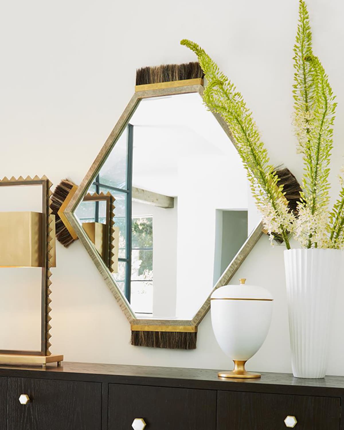 Shop Emporium Home For William D Scott Harrington Mirror In Graphite Leather