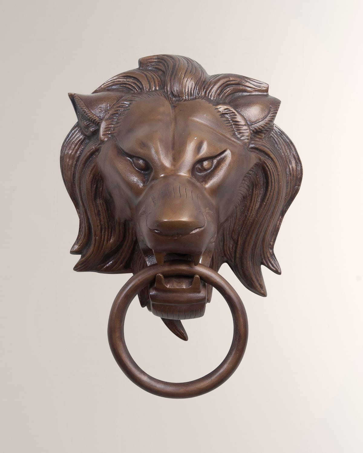 William D Scott Lion Head Door Knocker In Antique Brass