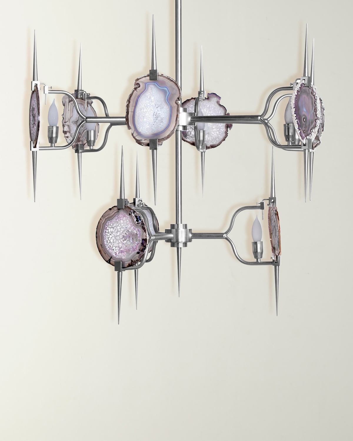 Emporium Home For William D Scott Two-tier Eclipse Agate Chandelier In Satin Nickel