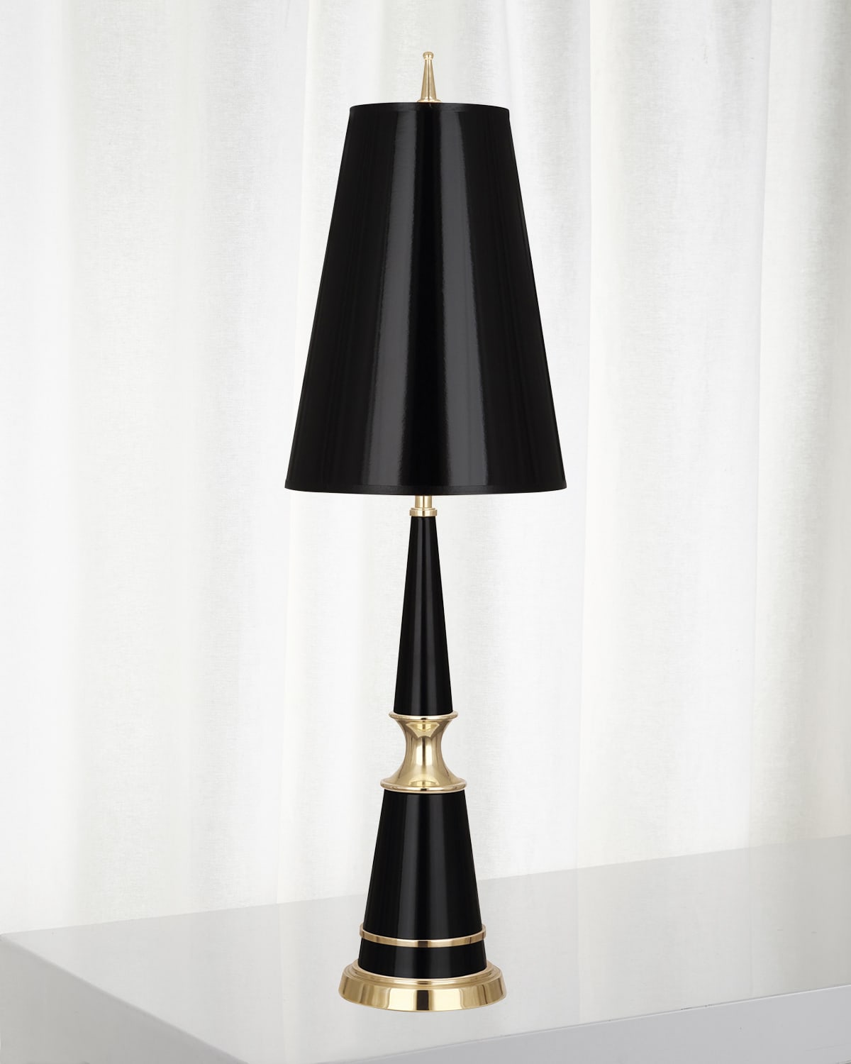 Shop Jonathan Adler Versailles Table Lamp In Black Matte Gold
