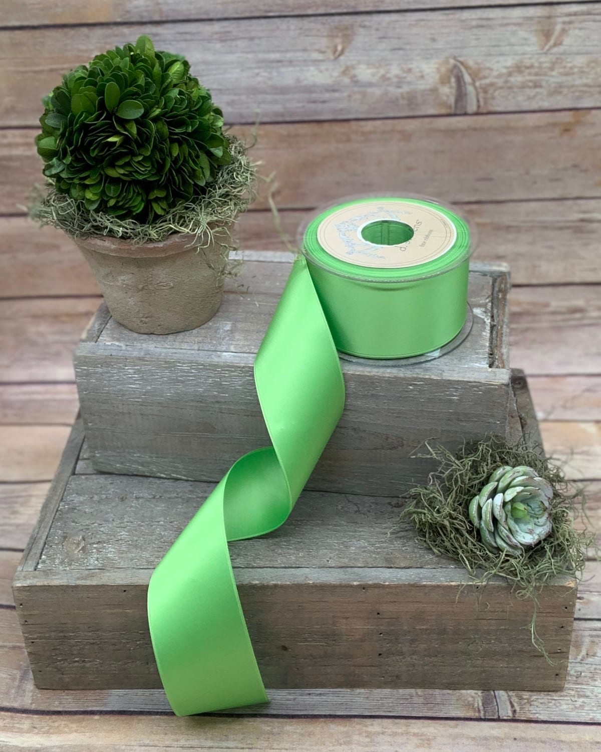 Shop D. Stevens Double Faced Satin Ribbon, 2" X 27 Yards In Lime