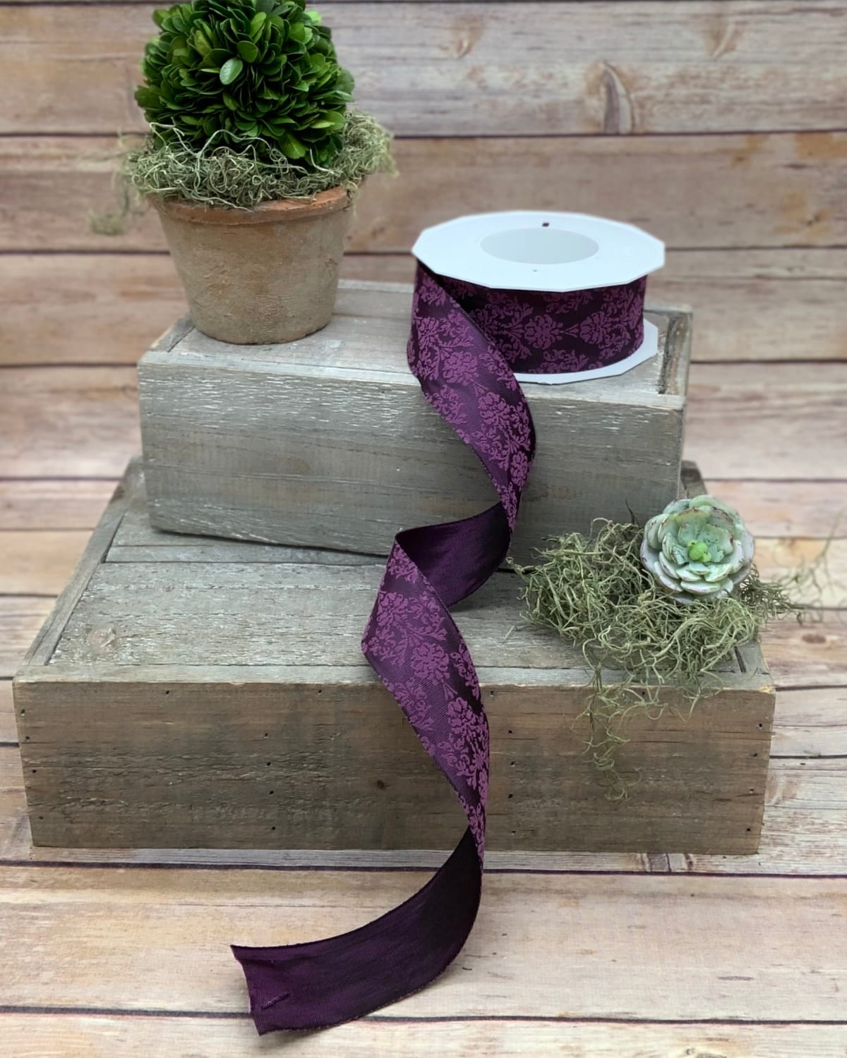 Shop D. Stevens Baroque Floral Ribbon, 1.5" X 22 Yards In Purple