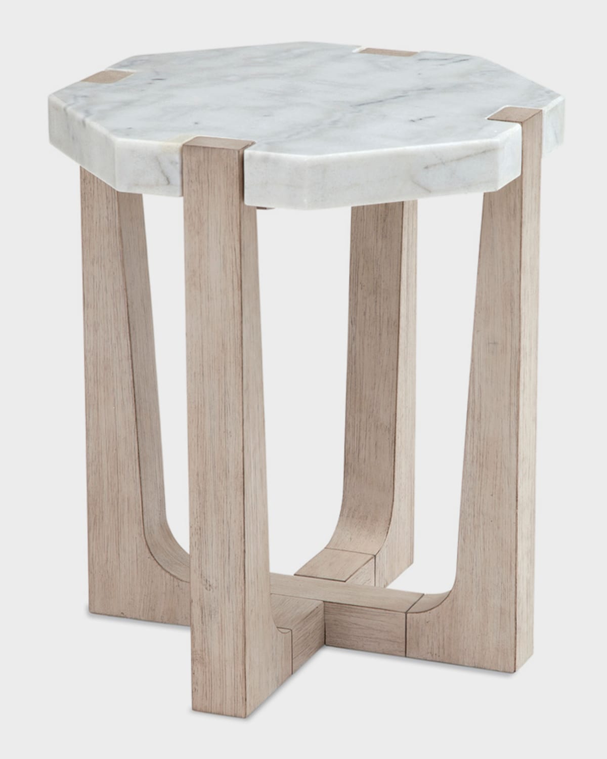 Shop Katherine Noble By Bmc Nantucket Marble Top Drink Side Table In Sunbleached Ash