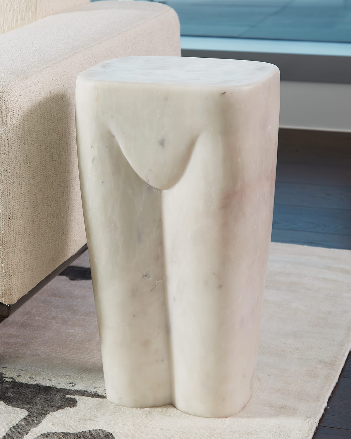 Femme White Marble Stool