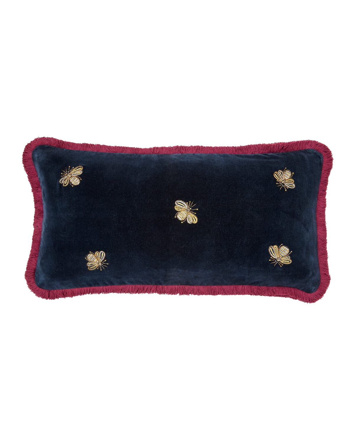 Shop Joanna Buchanan Embroidered Bee Fringe Pillow In Navy