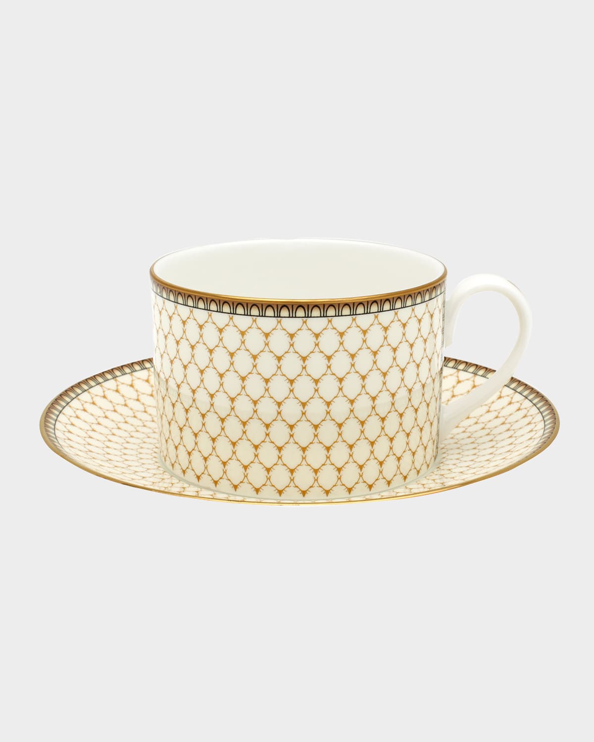 Halcyon Days Antler Trellis Teacup & Saucer In Ivory