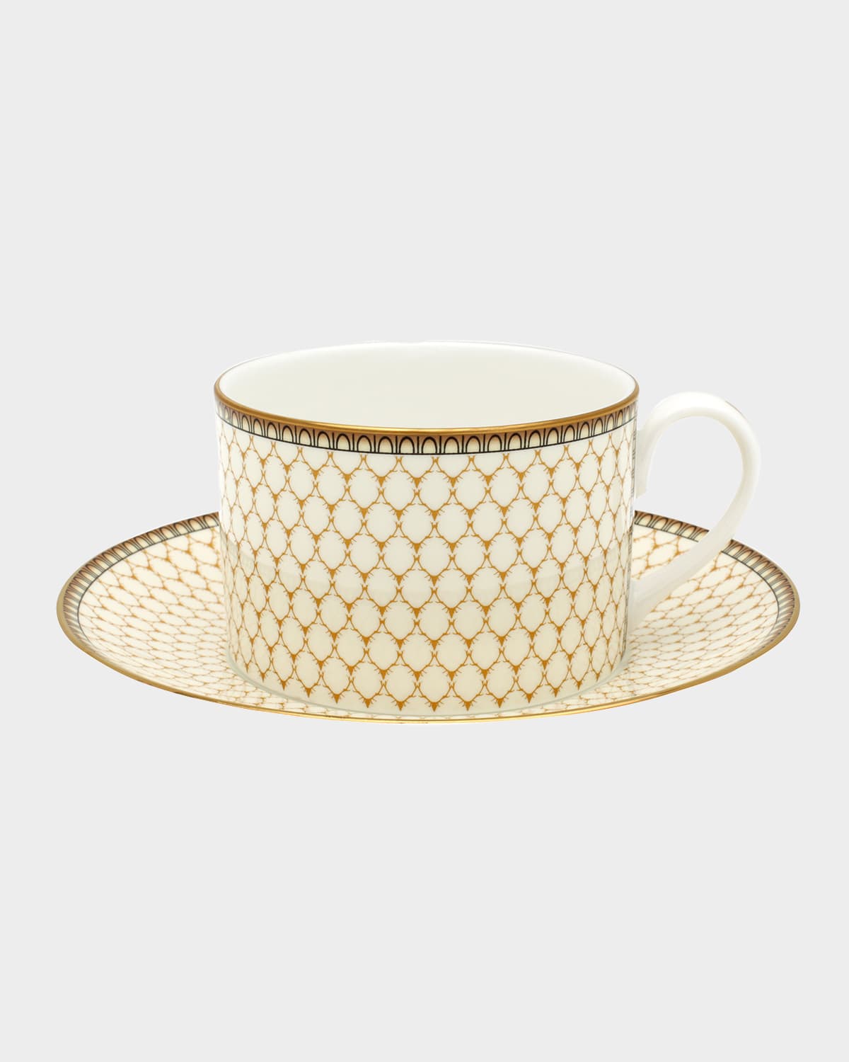 Halcyon Days Antler Trellis Teacup & Saucer In Ivory