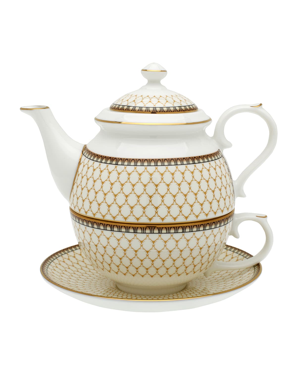 Halcyon Days Antler Trellis Tea For One Set In Ivory