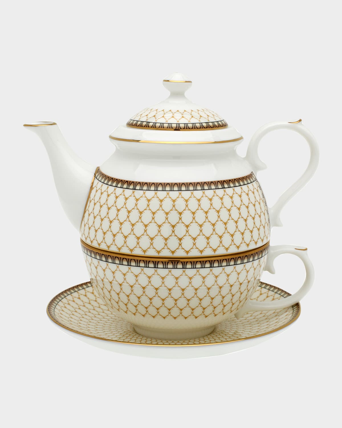 Halcyon Days Antler Trellis Tea For One Set In Ivory