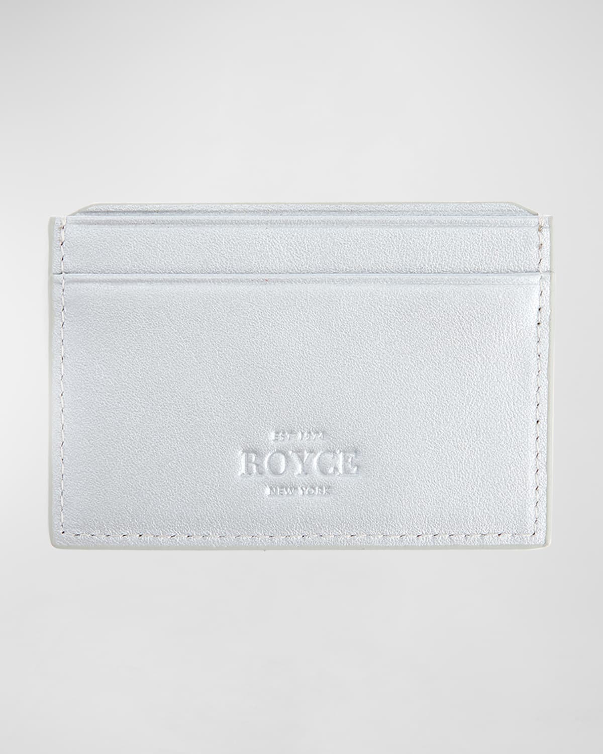 Royce New York Monogrammed Rfid Blocking Leather Card Wallet In Silver