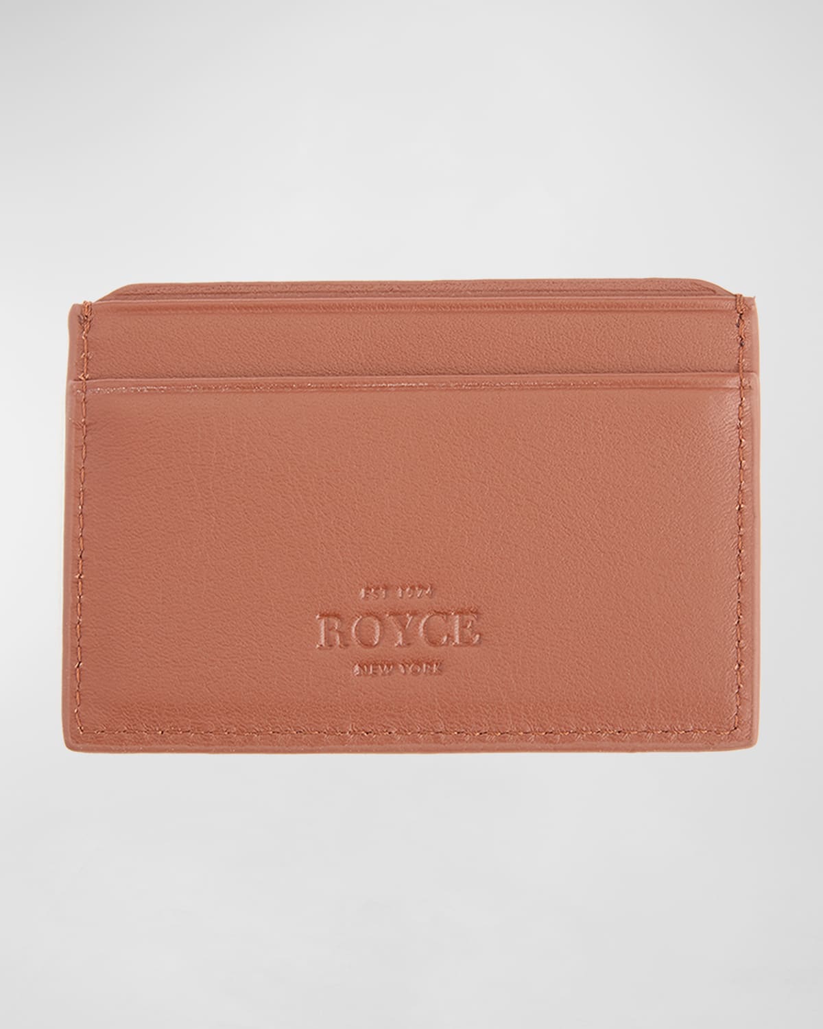 Royce New York Monogrammed Rfid Blocking Leather Card Wallet In Tan