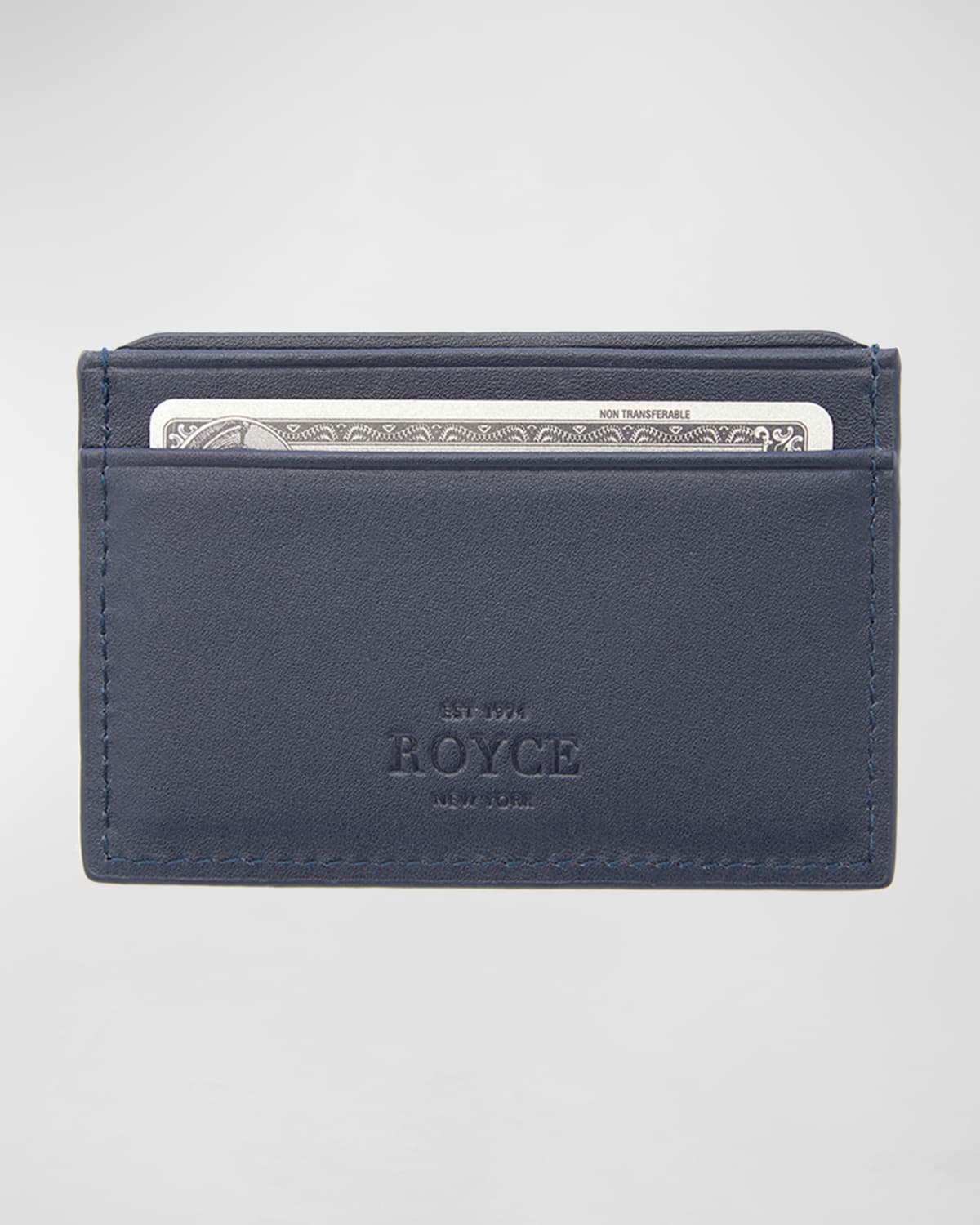 Royce New York Leather Rfid-blocking Executive Slim Credit Card Case In Navy Blue