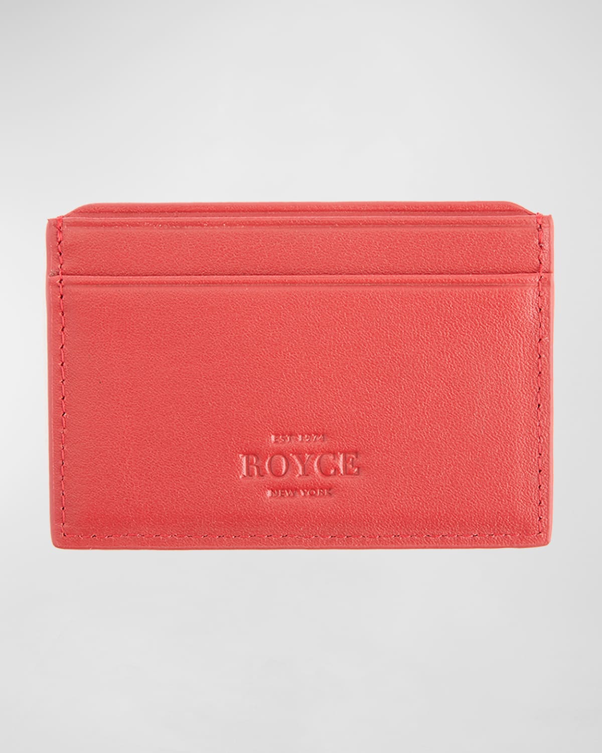 Royce New York Monogrammed Rfid Blocking Leather Card Wallet In Red