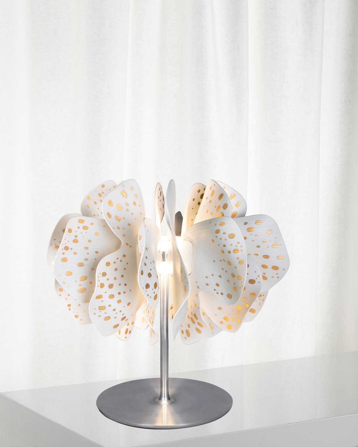 Shop Lladrò Nightbloom White Gold Table Lamp In White/gold