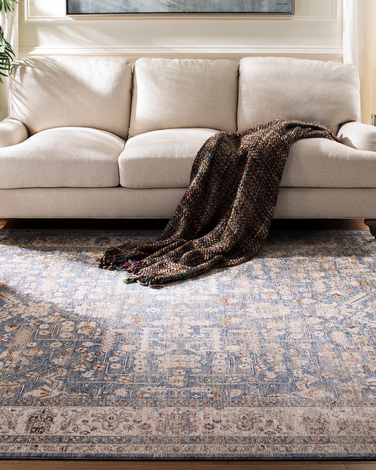 Ralph Lauren Sidney Power-loomed Rug, 6' X 9' In Light Blue/ Ivory