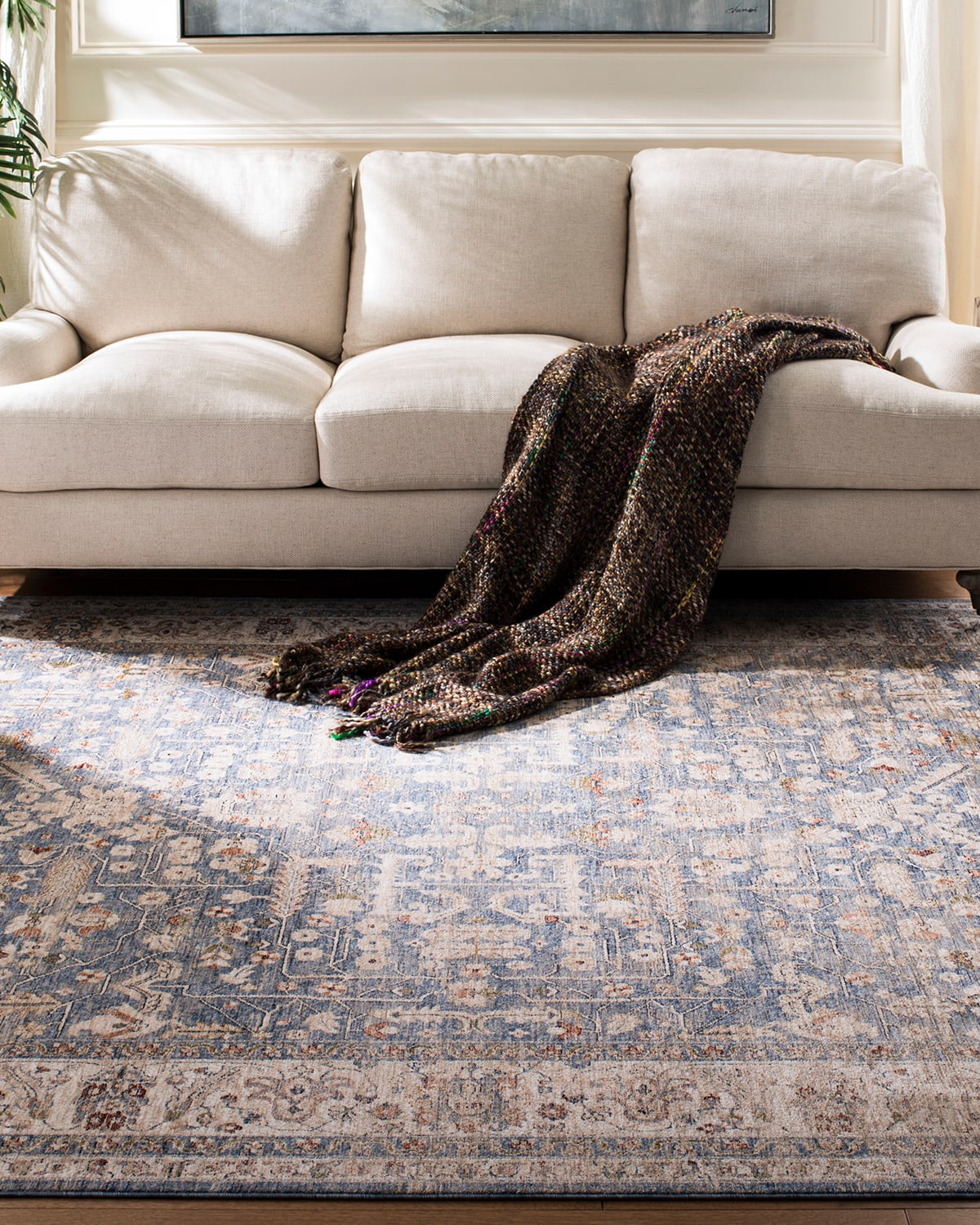 Ralph Lauren Sidney Power-loomed Rug, 9' X 12' In Light Blue/ Ivory