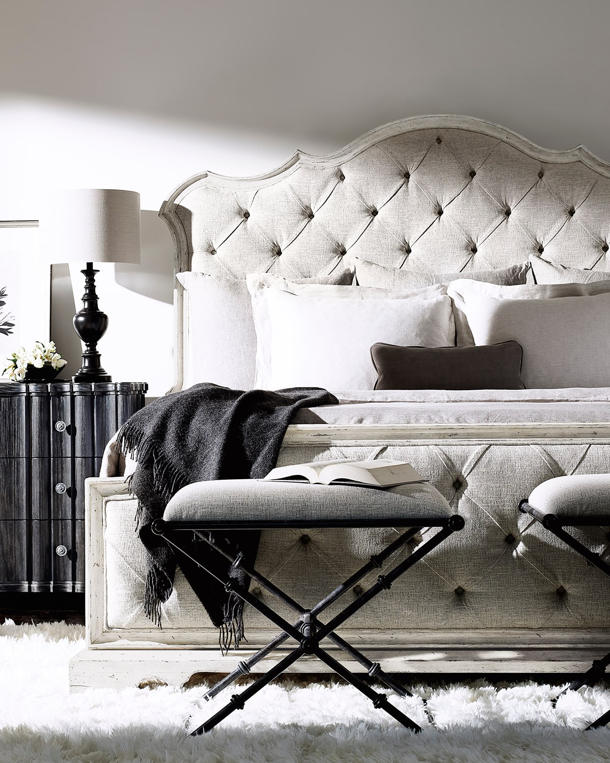 Bernhardt Mirabelle Button-tufted King Bed In White
