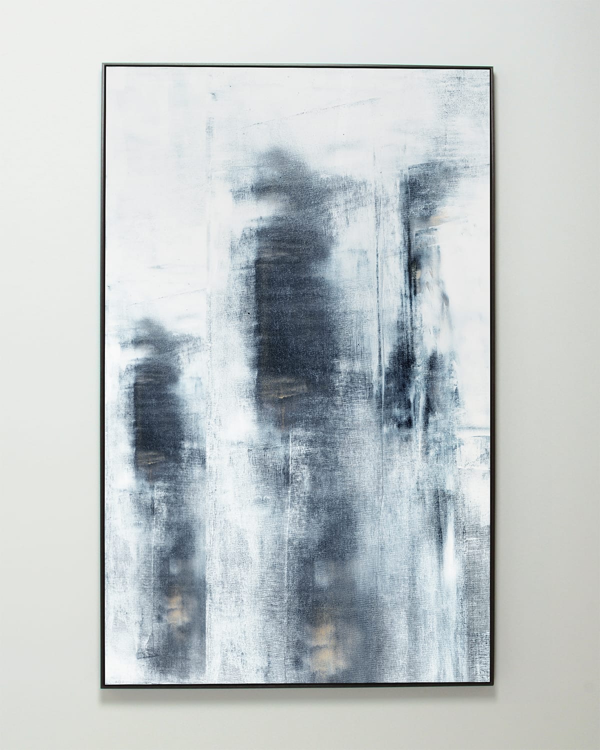 Benson-cobb Studios Tahoe In Black 45x72" Vertical Canvas Giclee In Ebony Float Frame, Hand-embellished In Black, White