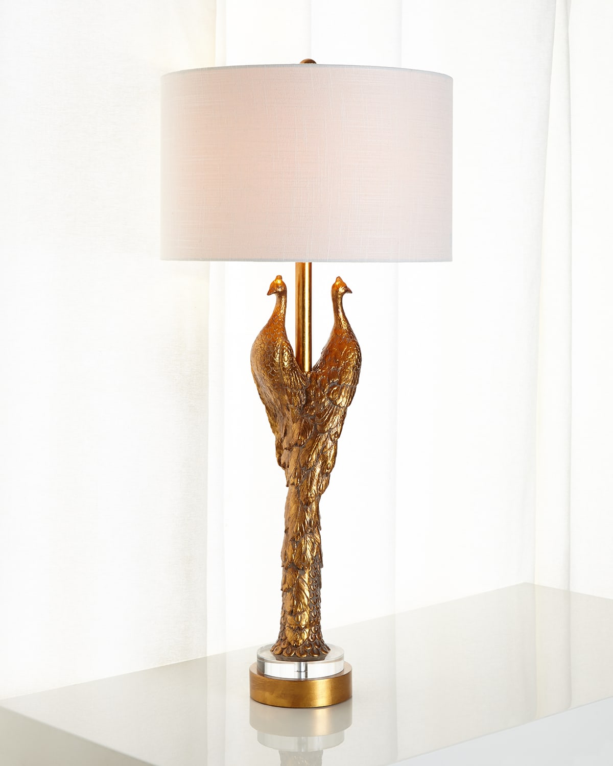 Golden Peacock Lamp