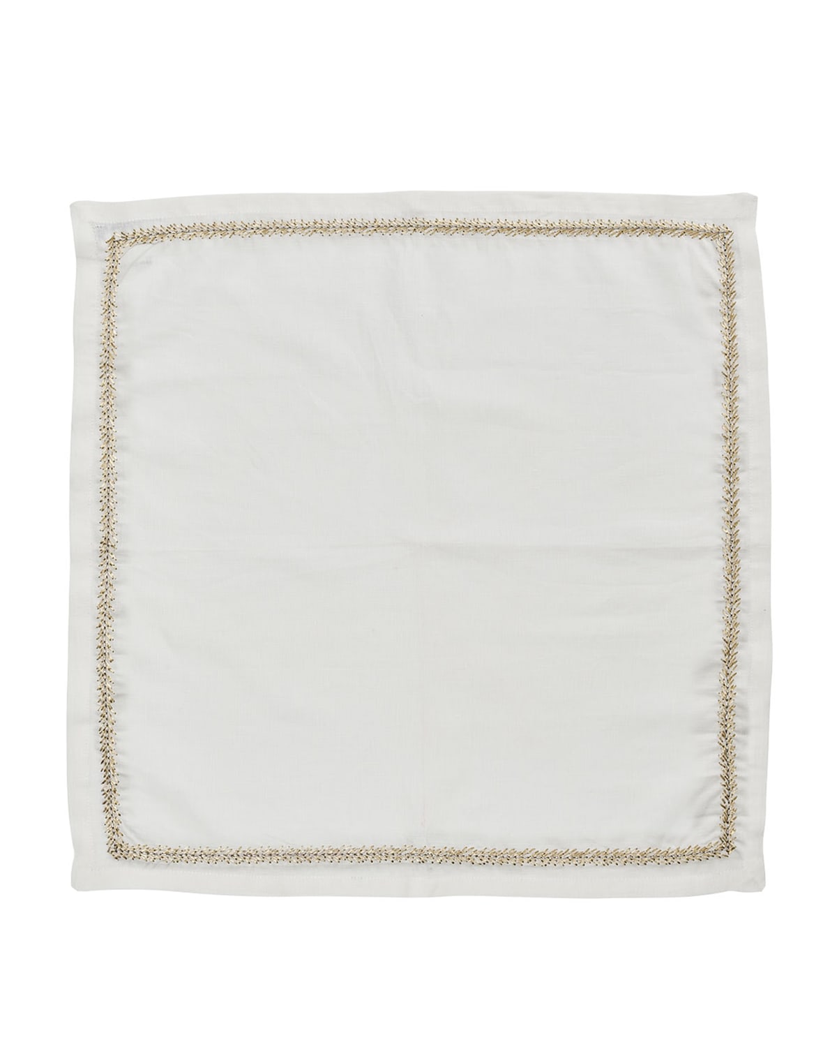 Shop Kim Seybert Jardin Linen Napkin In White/gold/silver