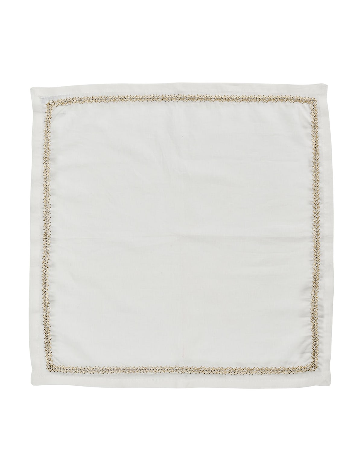 Kim Seybert Jardin Linen Napkin In White/gold/silver