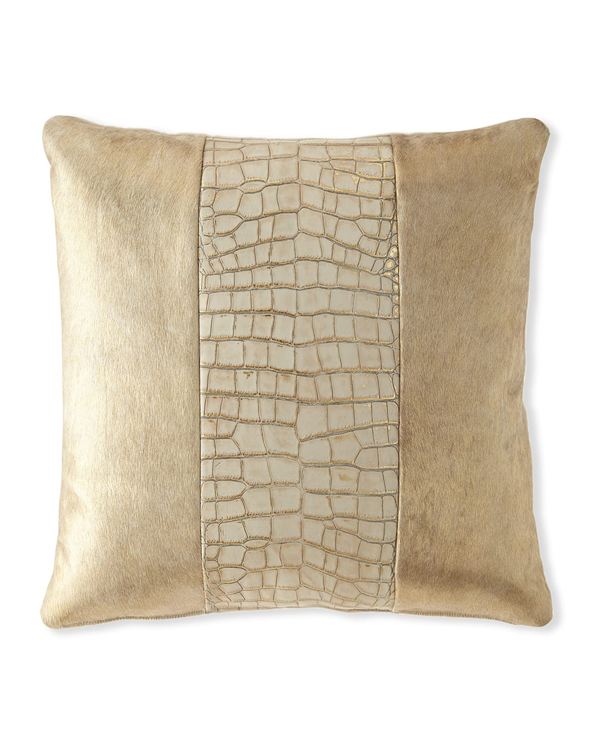 Shop Massoud Colorblock Croc Pillow, 22"sq. In Ivory/cream