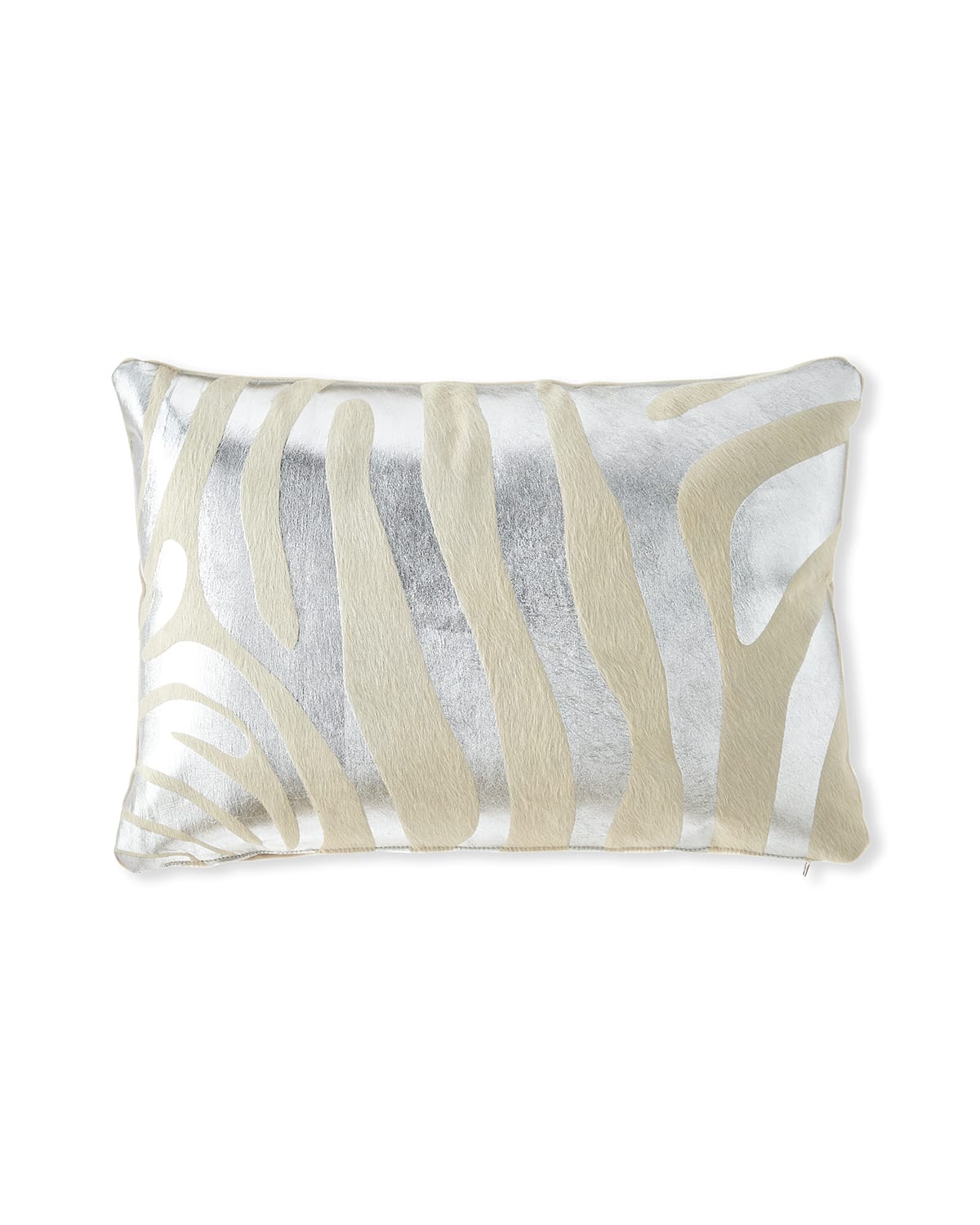 Shop Massoud Metallic Zebra Hair Hide Pillow, 23" X 15" In Silver