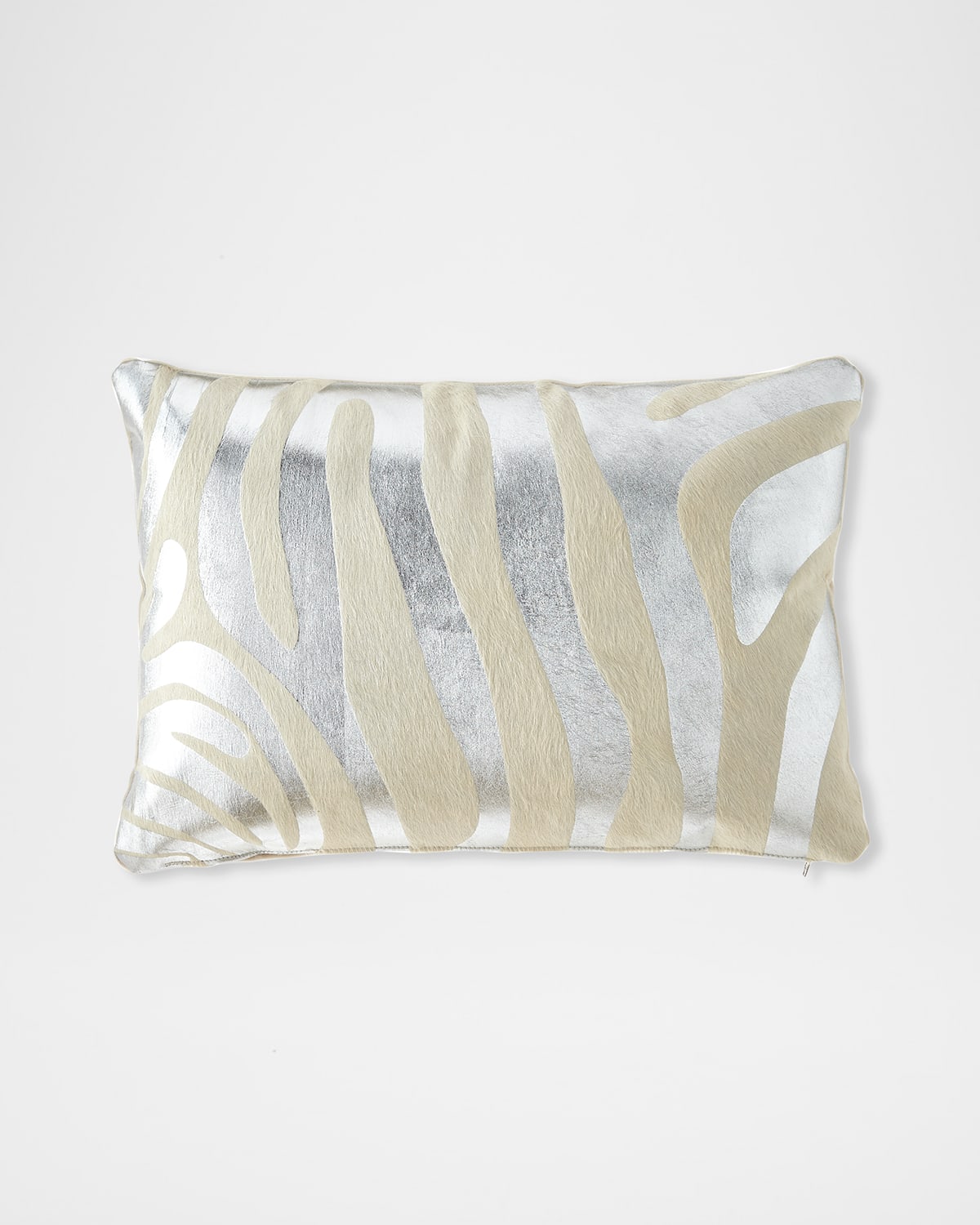 Shop Massoud Metallic Zebra Hair Hide Pillow, 23" X 15" In Silver