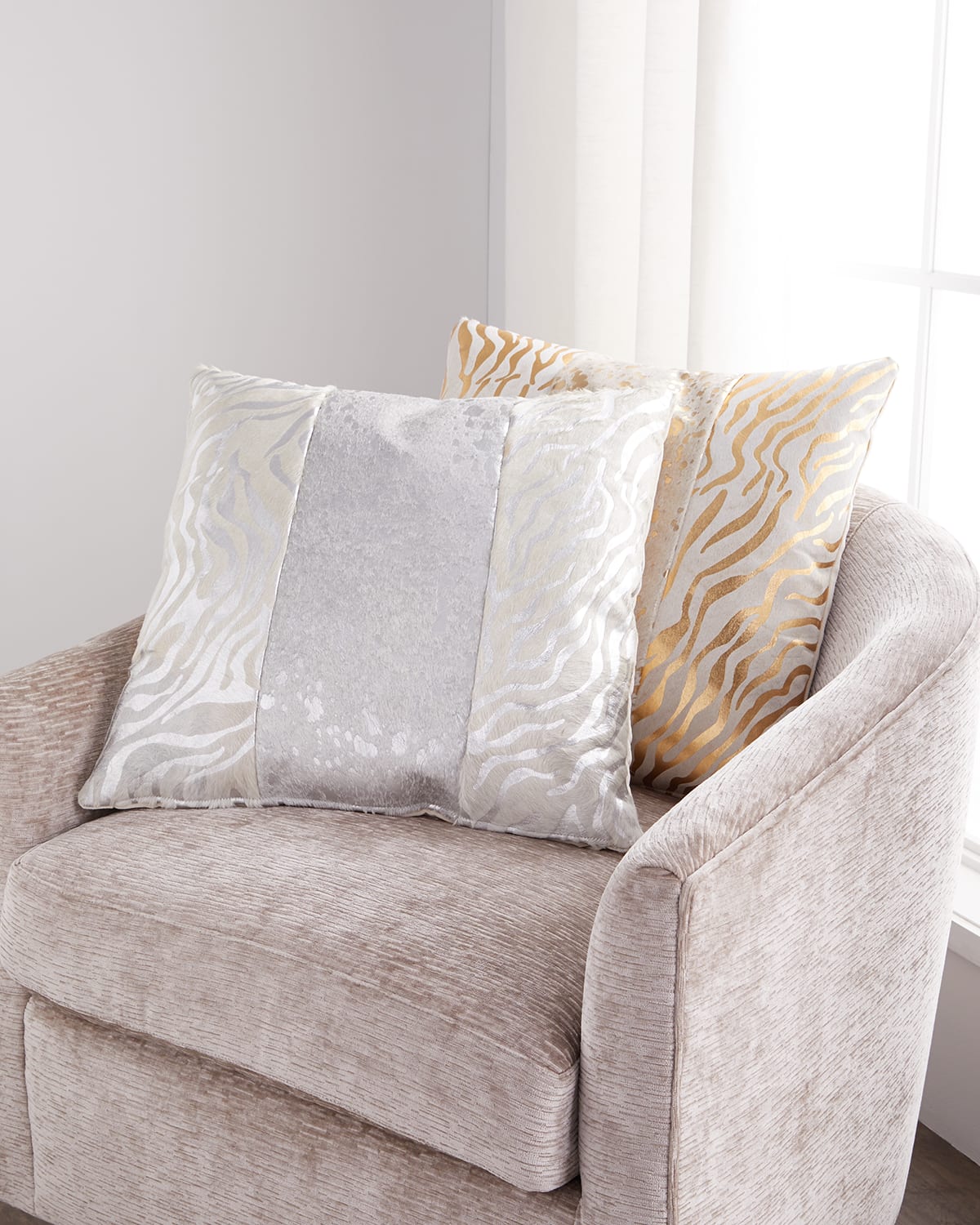 Massoud Colorblock Zebra & Spots Pillow In Silver