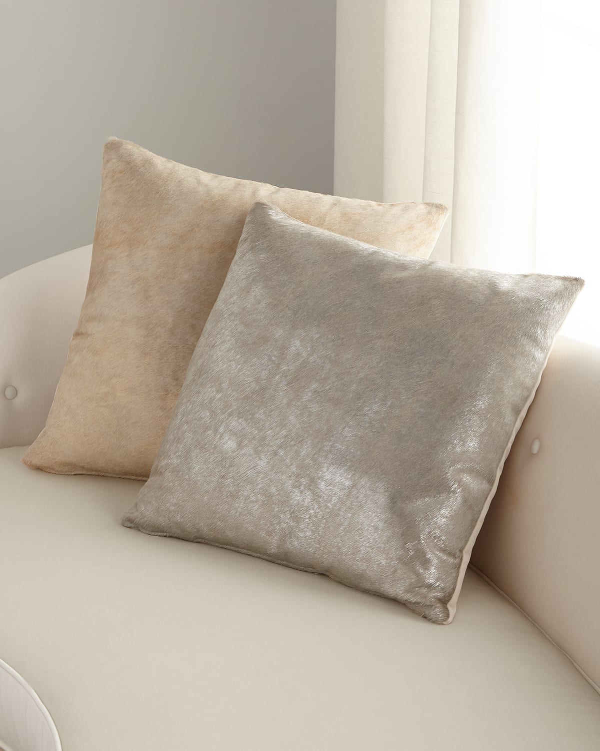 Shop Massoud Hair Hide Pillow, 22"sq. In Gold