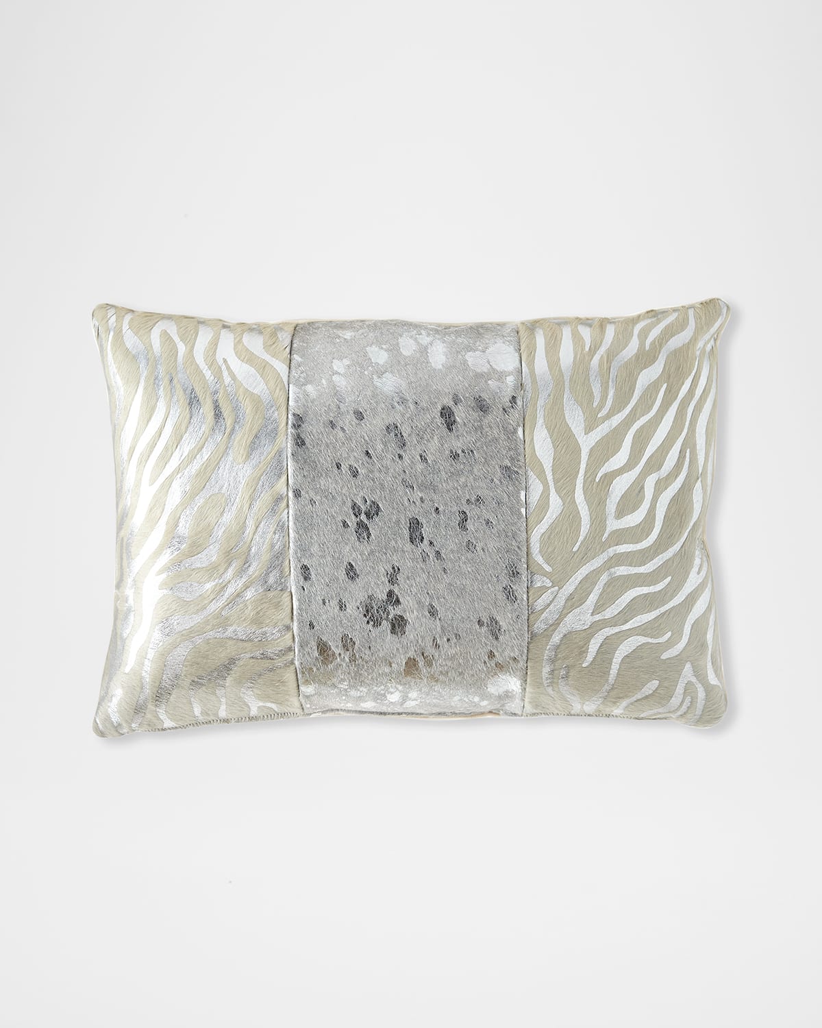 Massoud Colorblock Zebra & Spots Pillow, 23" X 15" In Silver