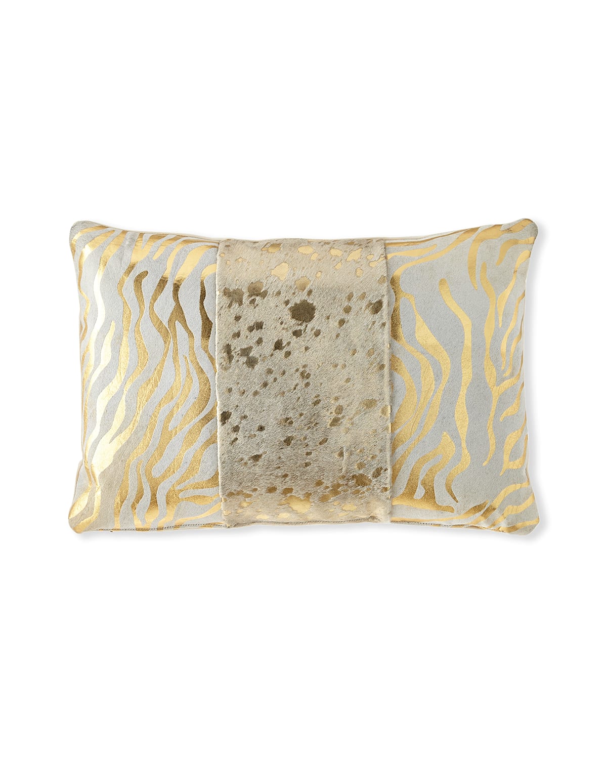 Shop Massoud Colorblock Zebra & Spots Pillow, 23" X 15" In Gold
