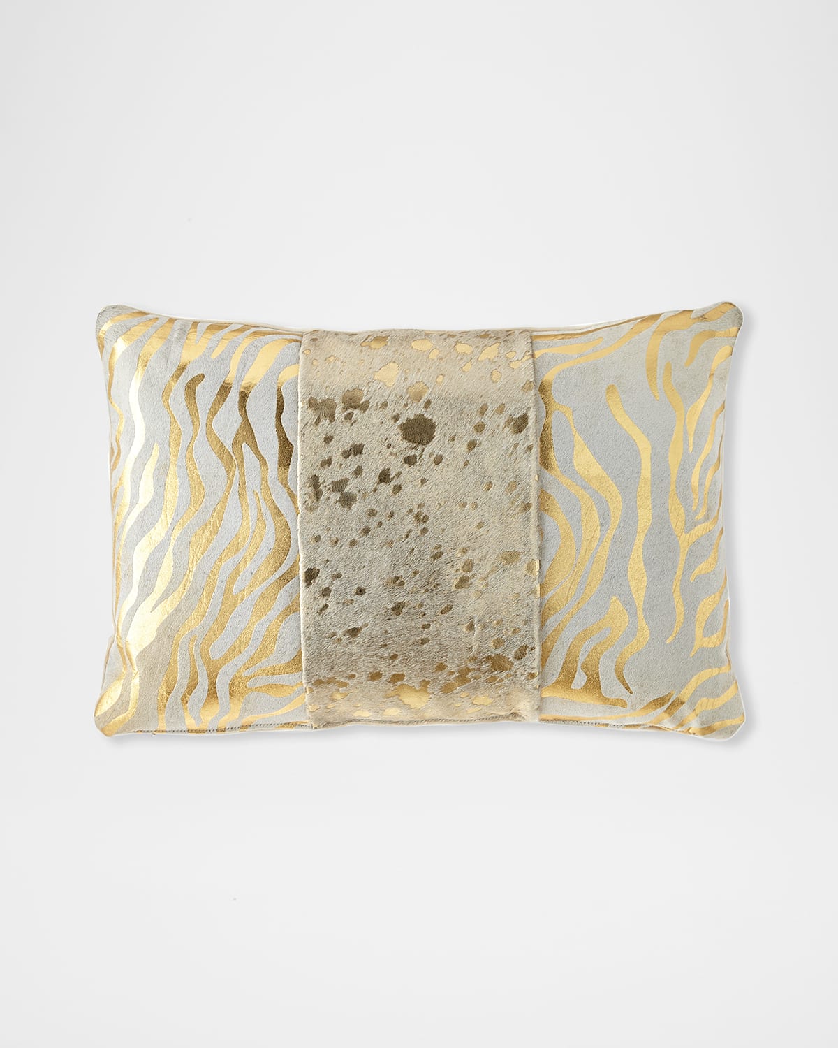 Shop Massoud Colorblock Zebra & Spots Pillow, 23" X 15" In Gold