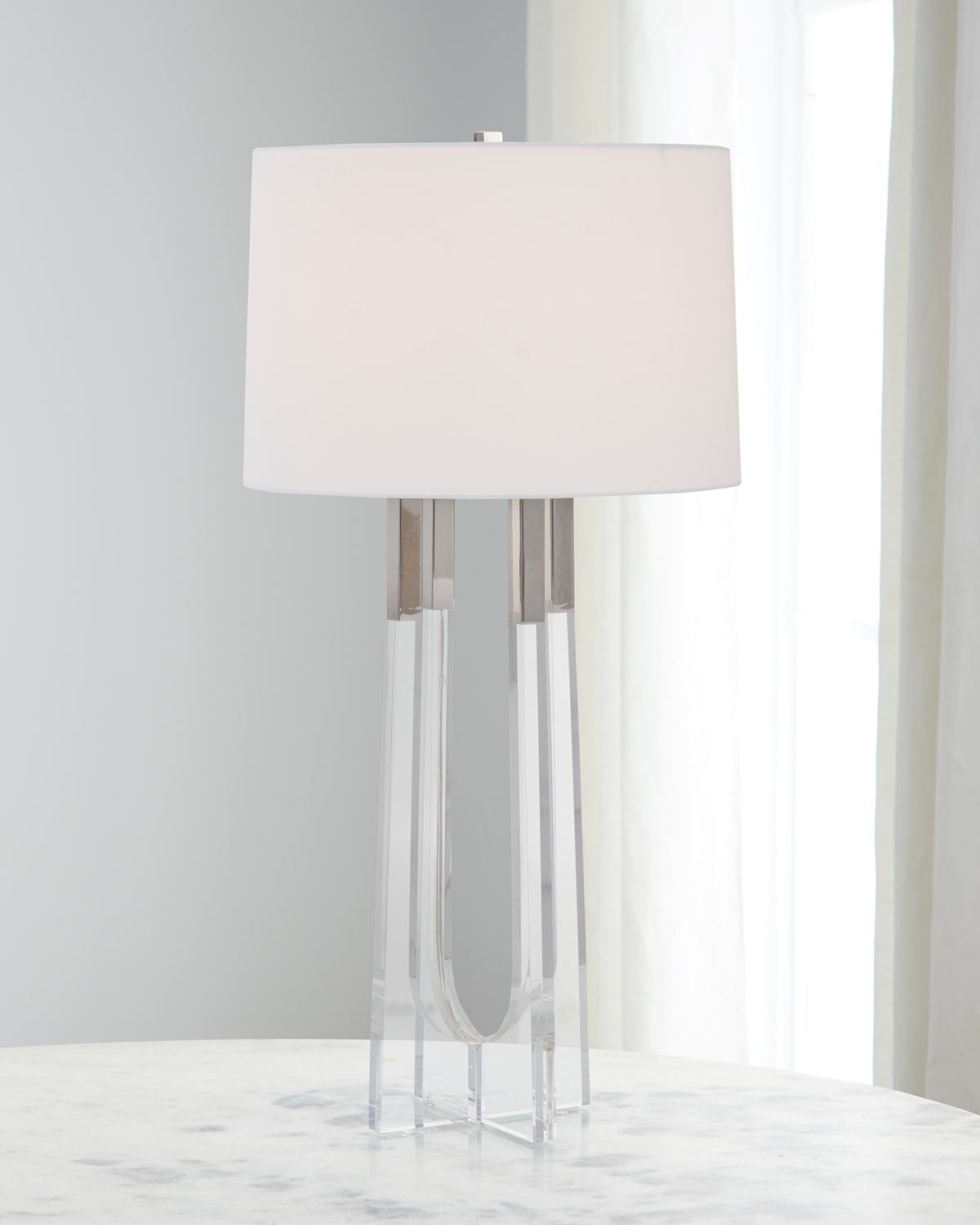 Shop John-richard Collection Acrylic Table Lamp With Polished Nickel In White