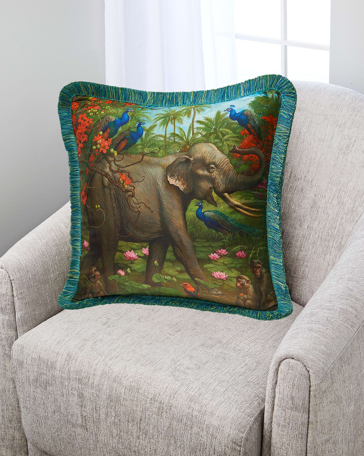 Yana Movchan Jungle Of Happiness Silk Pillow