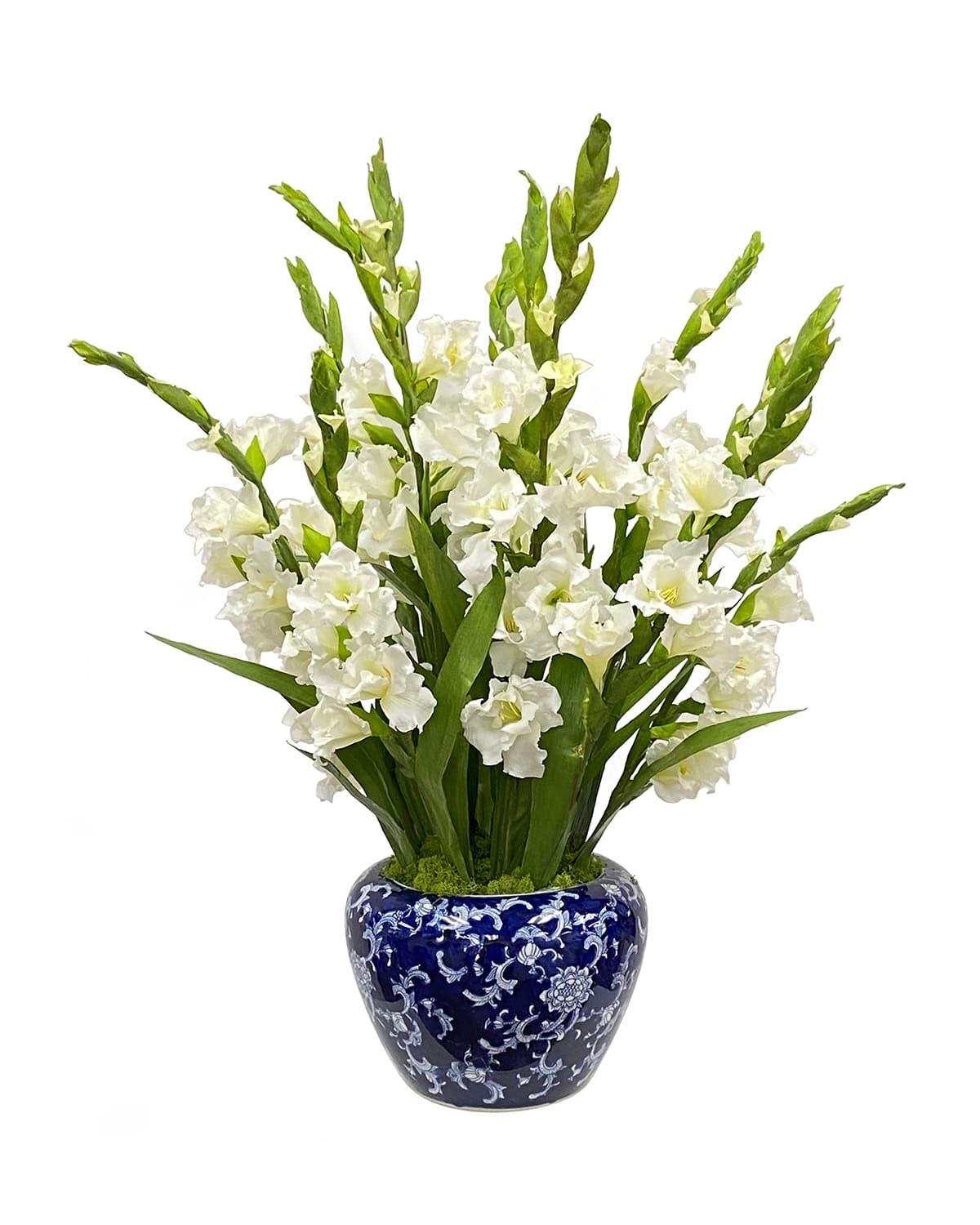 Shop Winward Home Gladiolus Arrangement In Bowl Vase In Green/white